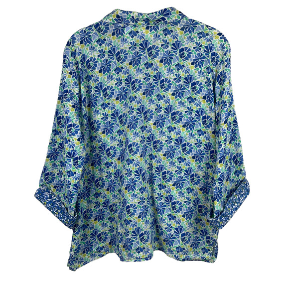 Alfred Dunner Collared Floral Button Front   Sleeves Cuffed Blouse Size … - Picture 4 of 13
